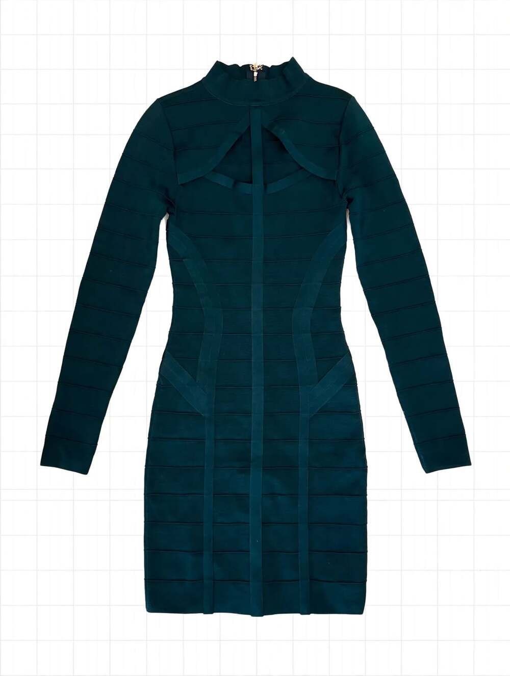 bebe Reflecting Pond Mock Neck Long Sleeve Bandage Dress